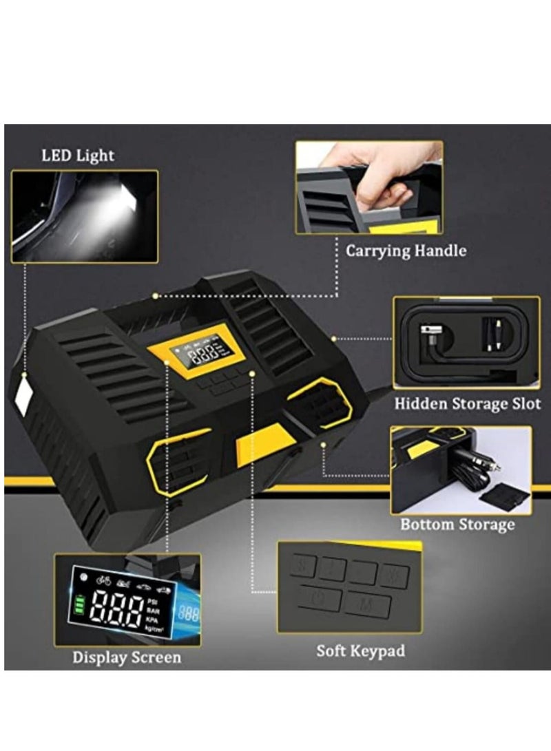 Portable Air Compressor Tire Inflator with Emergency Led Light for Automobiles Bicycles Bike Small Truck Basketball Balloons and Other Inflatables - Image 2