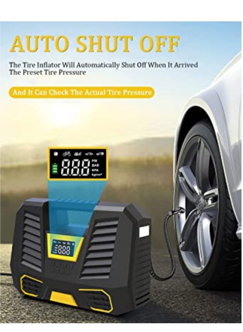 Portable Air Compressor Tire Inflator with Emergency Led Light for Automobiles Bicycles Bike Small Truck Basketball Balloons and Other Inflatables - Image 4