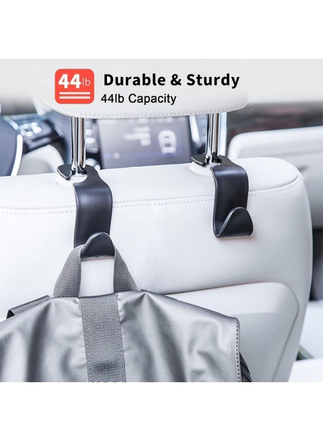 Car Hooks 4 Pack – Headrest Hangers for Bags, Purses & Groceries | Universal Car Seat Back Organizers (Black, Utility Style) - Image 3
