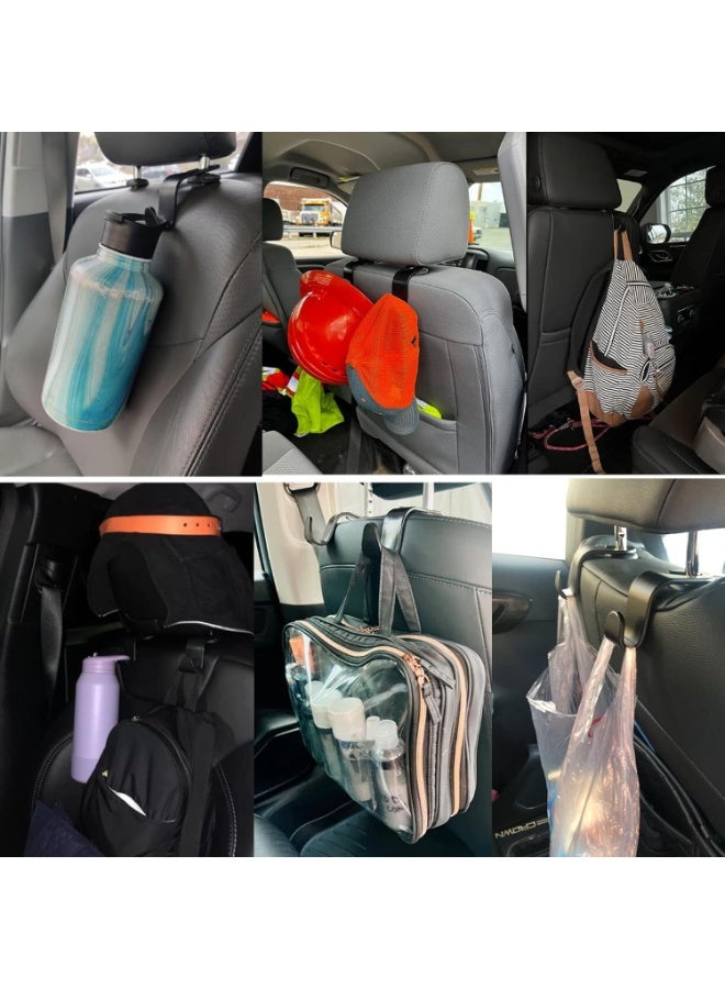 Car Hooks 4 Pack – Headrest Hangers for Bags, Purses & Groceries | Universal Car Seat Back Organizers (Black, Utility Style) - Image 2