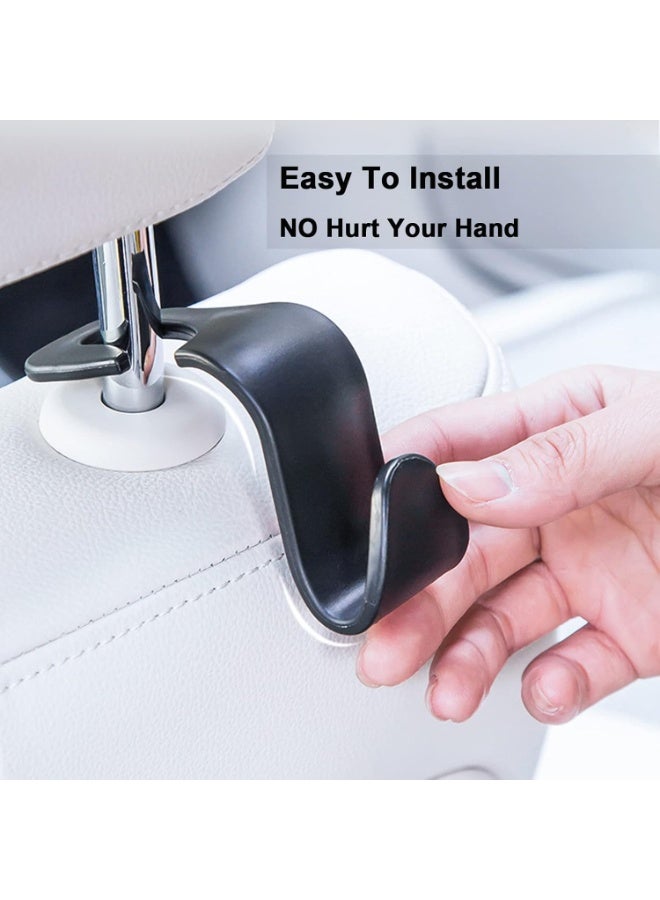 Car Hooks 4 Pack – Headrest Hangers for Bags, Purses & Groceries | Universal Car Seat Back Organizers (Black, Utility Style) - Image 4