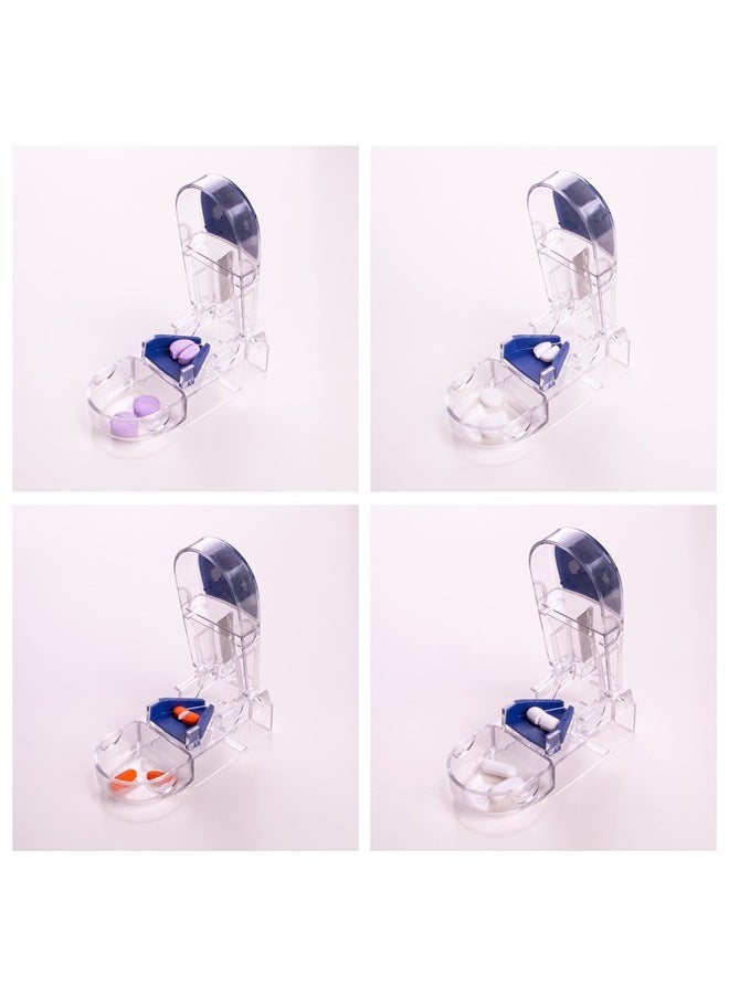 APEX - Ultra Pill Cutter - Pill Splitter With Retracting Blade Guard - For Cutting Small Pills or Large Pills In Half, Blue/Green and Clear, 1 Count, Assorted Colors - Image 1