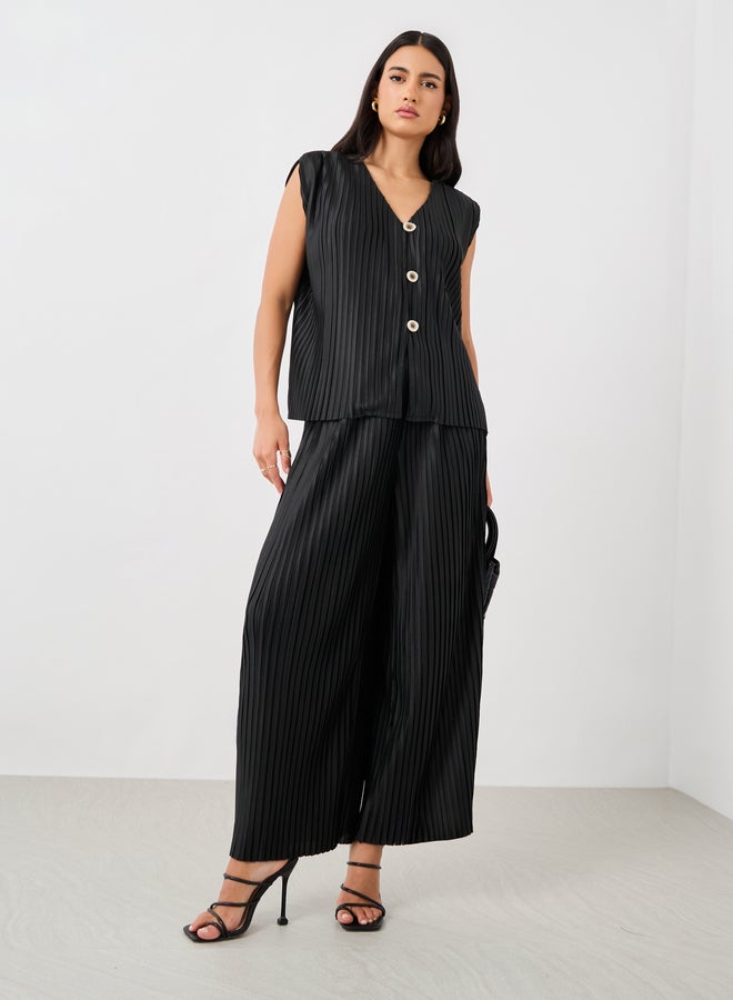 Styli Styli Pleated Elasticated Waistband Wide Leg Pants  - Image 1