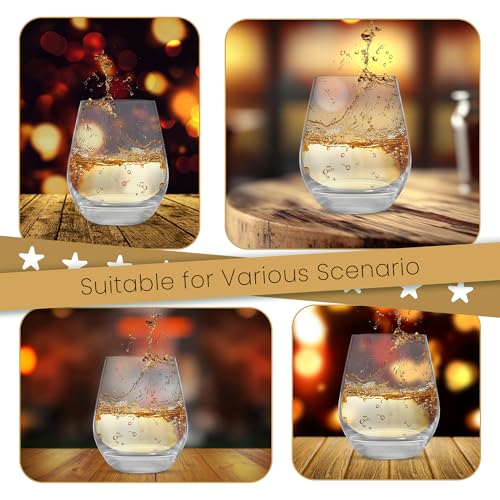 Snute Old Fashioned Crystal Whiskey Glasses- Bourbon, Scotch, Lowball Heavy Base Liquor Glasses for Drinking Whiskey, Bourbon & Scotch - Gift for Whiskey Lovers (Set of 2) - Image 2