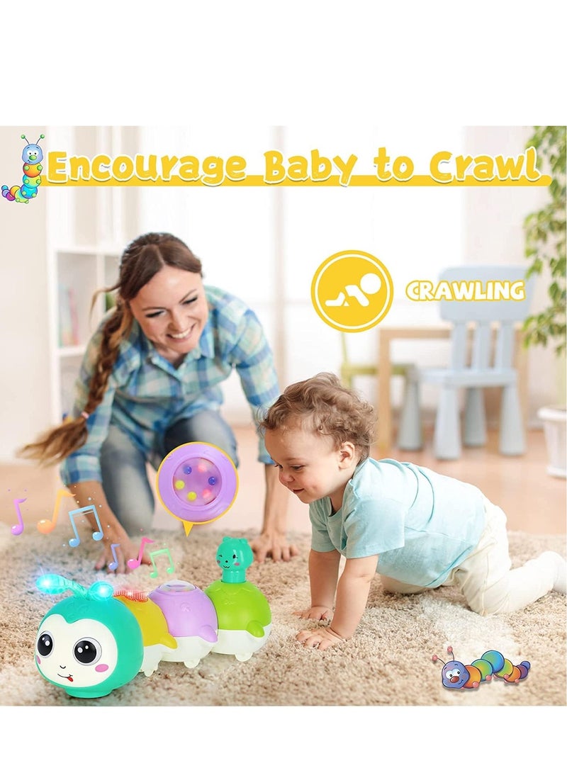 Crawling Caterpillar Tummy Time Toy with Magnetic Suction Music Light up, Sensory Learning Infant Toy for Girl Boy Gifts  - Image 5