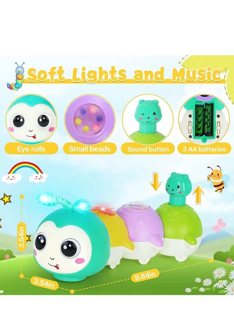 Crawling Caterpillar Tummy Time Toy with Magnetic Suction Music Light up, Sensory Learning Infant Toy for Girl Boy Gifts  - Image 3
