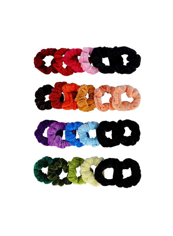 ACCESSHER Velvet Fabric Multicolour Elastic And Stretchable Soft And Comfortable Hair Rubber Bands/Scrunchies/Hair Ties For Women And Girls Pack Of 12 Colours - Image 1