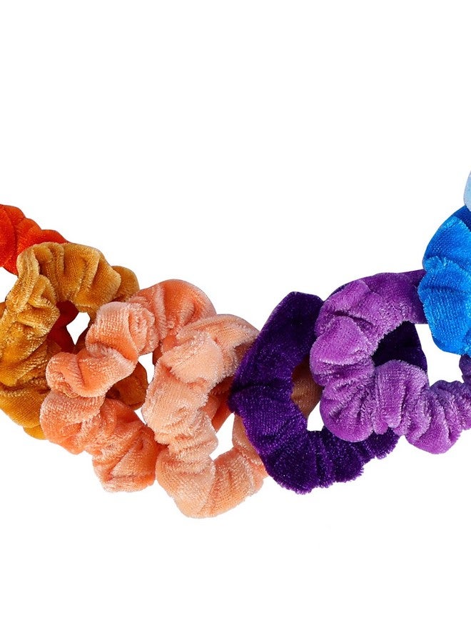 ACCESSHER Velvet Fabric Multicolour Elastic And Stretchable Soft And Comfortable Hair Rubber Bands/Scrunchies/Hair Ties For Women And Girls Pack Of 12 Colours - Image 4