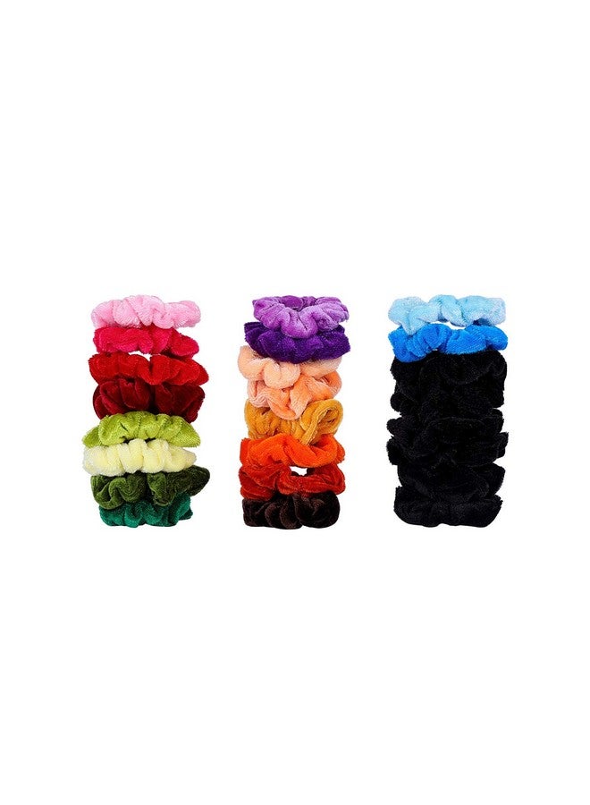 ACCESSHER Velvet Fabric Multicolour Elastic And Stretchable Soft And Comfortable Hair Rubber Bands/Scrunchies/Hair Ties For Women And Girls Pack Of 12 Colours - Image 3