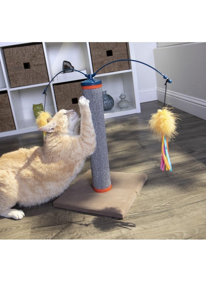 SmartyKat Scratch 'N Spin Carpet Cat Scratching Post With Spinning Wand Toys  Gray, One Size  - Image 5