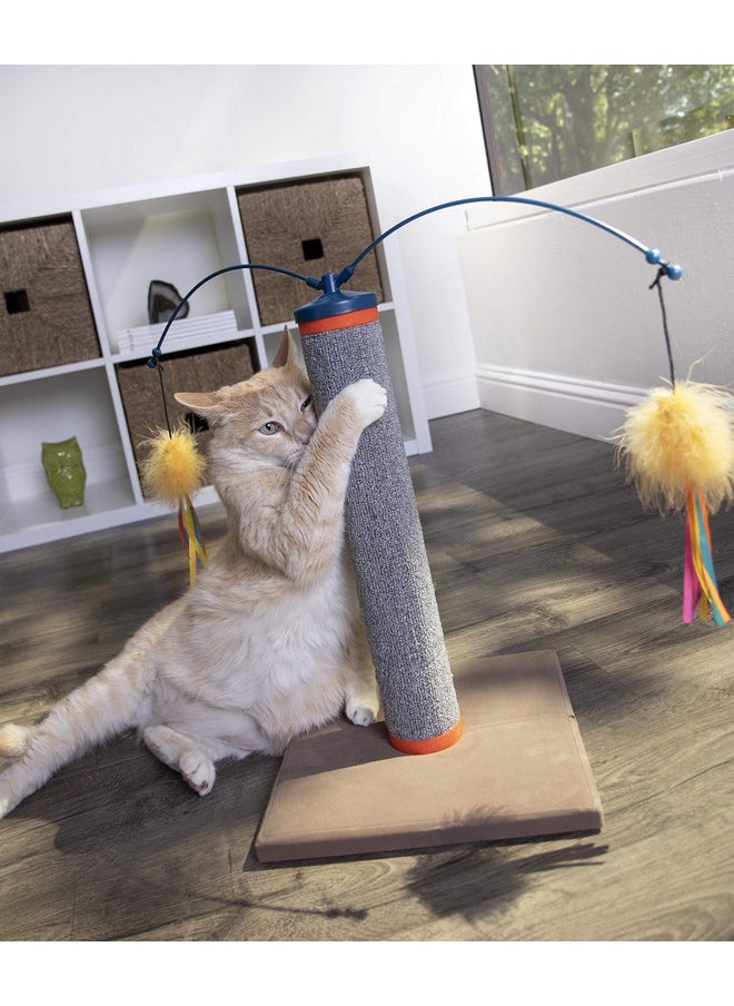SmartyKat Scratch 'N Spin Carpet Cat Scratching Post With Spinning Wand Toys  Gray, One Size  - Image 4