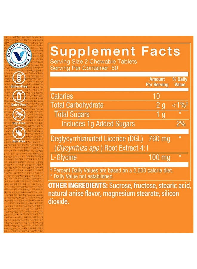The Vitamin Shoppe DGL (Deglycyrrhizinated Licorice) 760MG, Stomach Soothing Herbal Supplement (100 Chewable Tablets) - Image 3