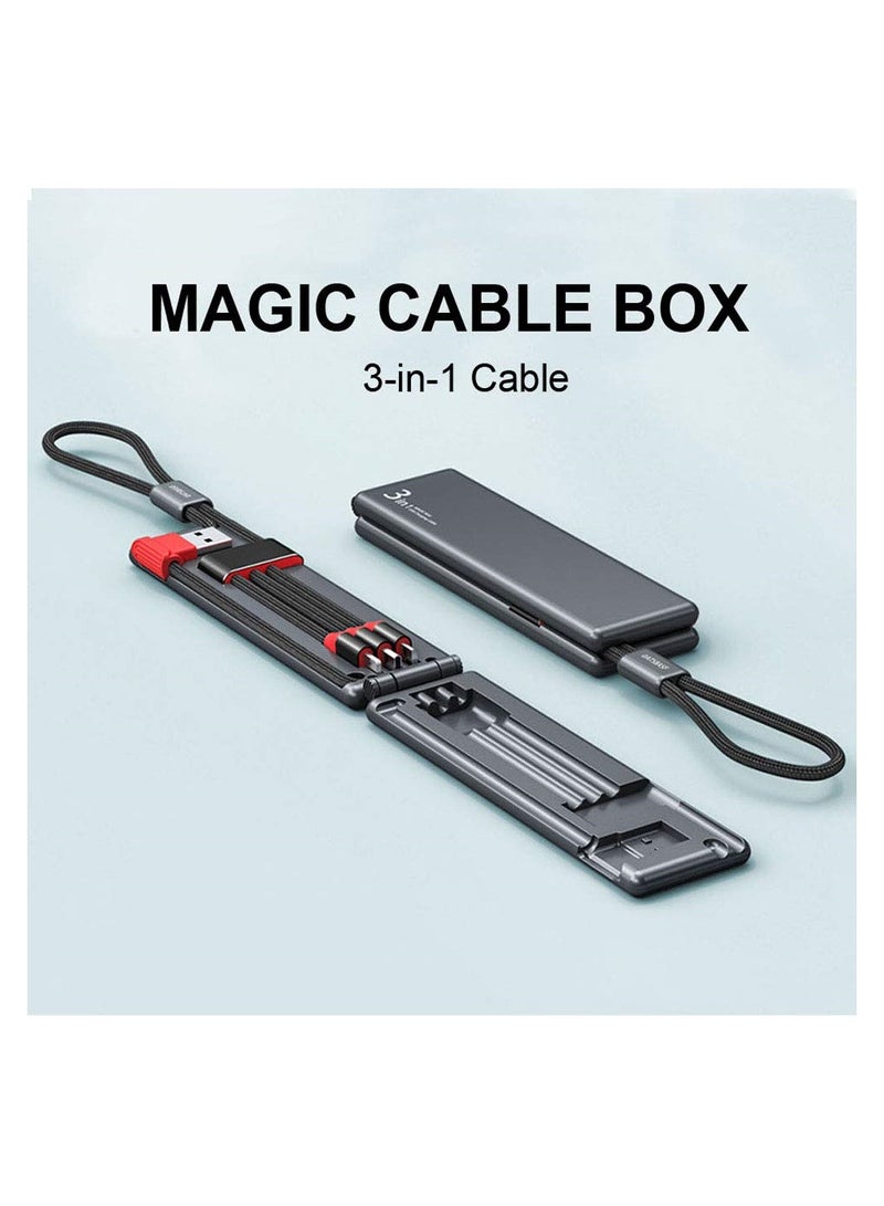 SYOSI Multi Charging Cable 3 in 1 Data Cable, Multi Charging Cable Magic Box, 3 in 1 Portable Nylon Braided Charge Cable Fast Charging Cord Compatible with Micro USB/Type-C/i-Products Devices, Grey - Image 4