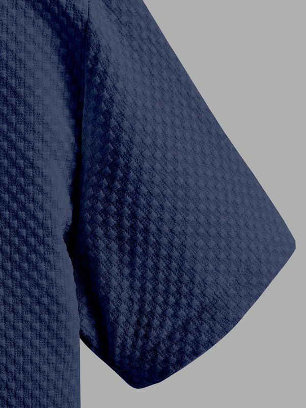 SWADESI STUFF Men's Stylish Polycotton Regular Fit Chinese Collar Half Sleeve Shirt – Solid Color (Blue,2XL) - Image 5