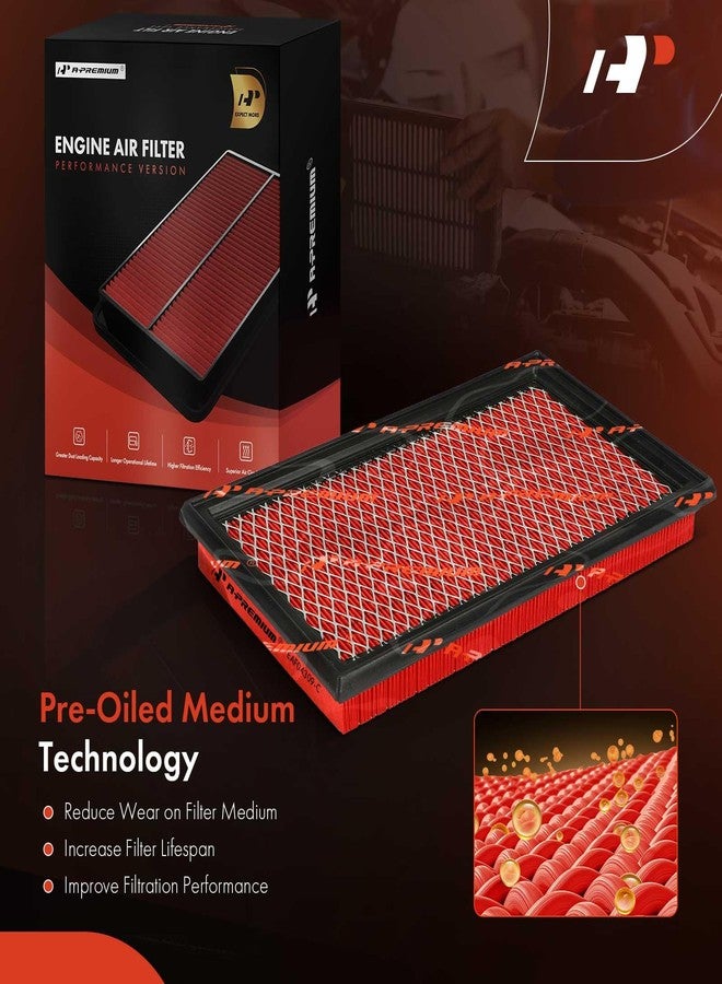 أ-بريميوم فلتر هواء محرك عالي الأداء من A-Premium، مُشحم مسبقًا، متوافق مع سيارات إنفينيتي، ونيسان، وسوبارو، وساب - FX35، وG35، وQX4، و350Z، وألتيما، وماكسيما، ومورانو، وباثفايندر، وسنترا، وفوريستر، وإمبريزا، وليجاسي - Image 5