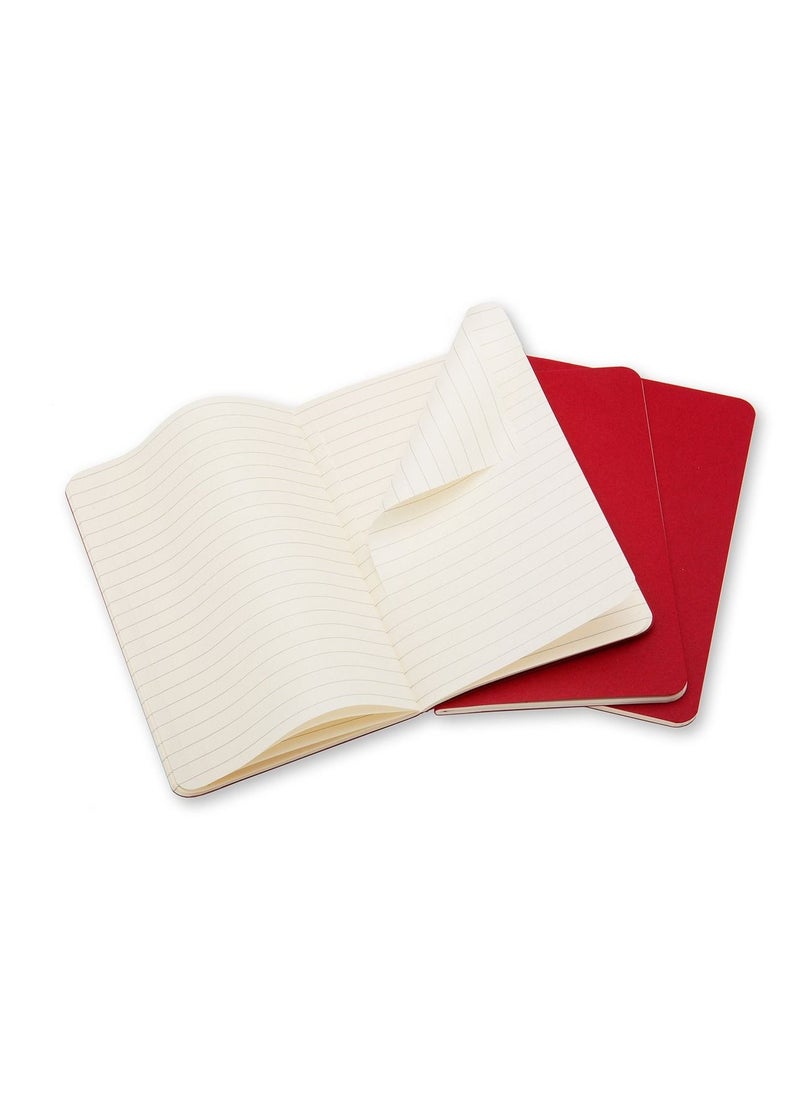 MOLESKINE - 3-Piece Pocket Size Ruled Cahier Notebook Red - Image 1
