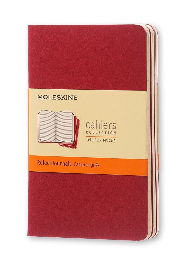 MOLESKINE - 3-Piece Pocket Size Ruled Cahier Notebook Red - Image 1