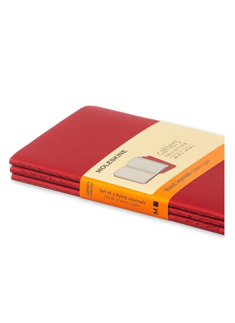 MOLESKINE - 3-Piece Pocket Size Ruled Cahier Notebook Red - Image 1