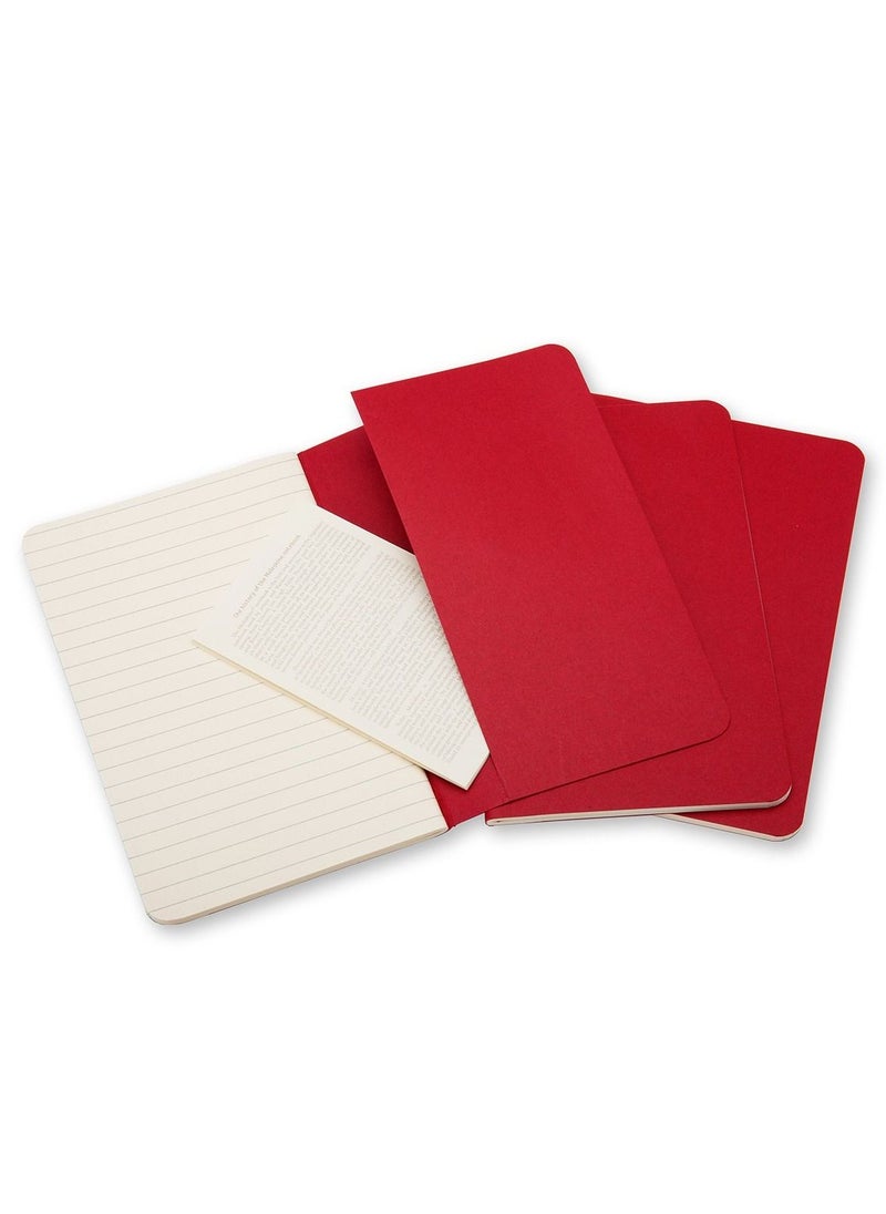 MOLESKINE - 3-Piece Pocket Size Ruled Cahier Notebook Red - Image 1
