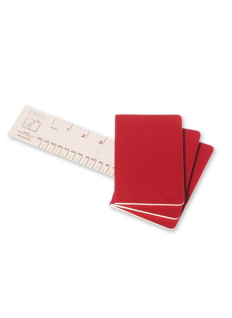 MOLESKINE - 3-Piece Pocket Size Ruled Cahier Notebook Red - Image 1