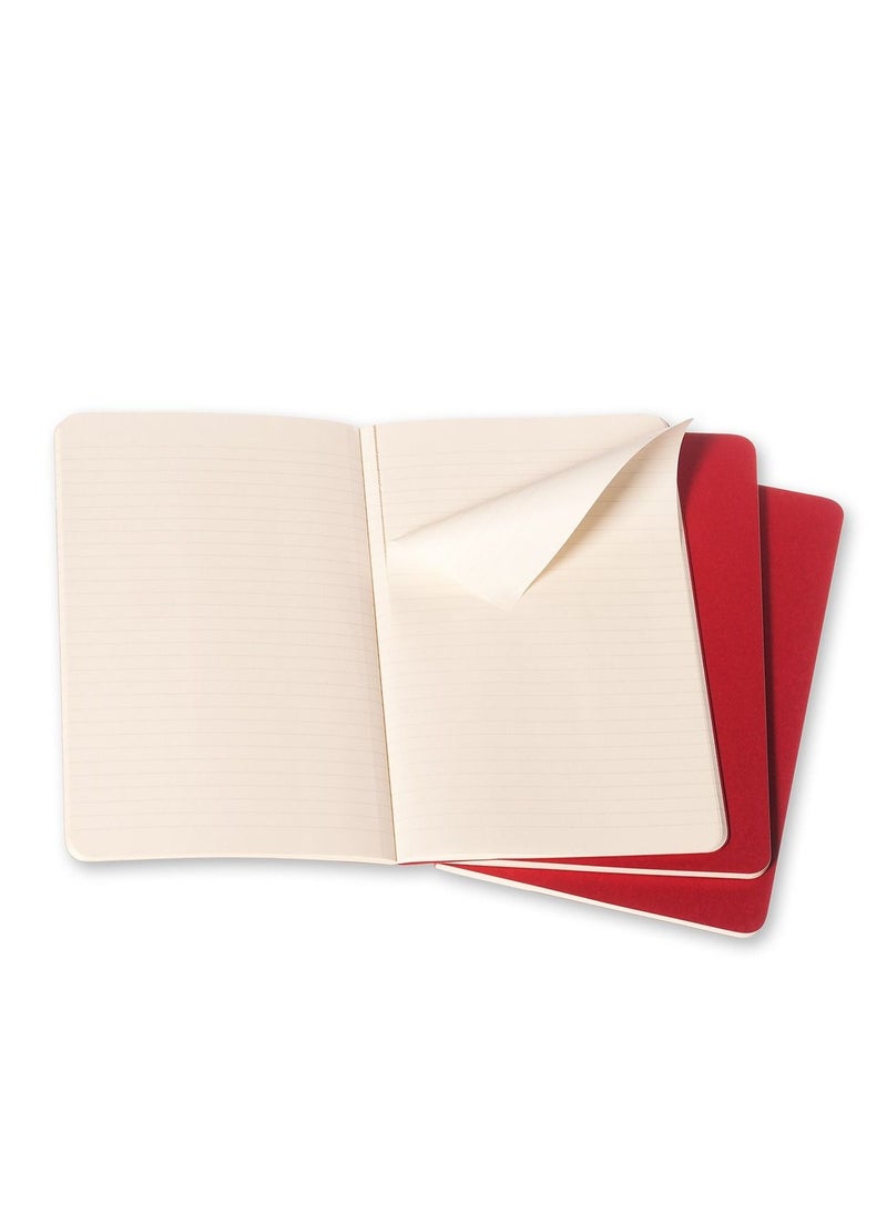 MOLESKINE - 3-Piece Pocket Size Ruled Cahier Notebook Red - Image 1