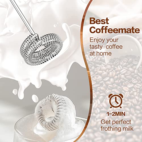 Laposso Milk Frother Rechargeable Handheld Electric Whisk Coffee Frother Mixer with 2 Stainless whisks 3 Speed Adjustable Foam Maker Blender for Coffee Matcha Latte Cappuccino Hot Chocolate (BluePink) - Image 5