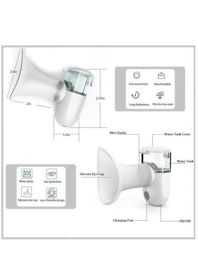 Generic 3-in-1 Portable Nano Nebulizer & Eye Mist Sprayer for Children and Adults/Portable Silent/For the Treatment of Diseases of the Nose, Deep Cleansing, Relieves Dryness & Eye Fatigue  - Image 3