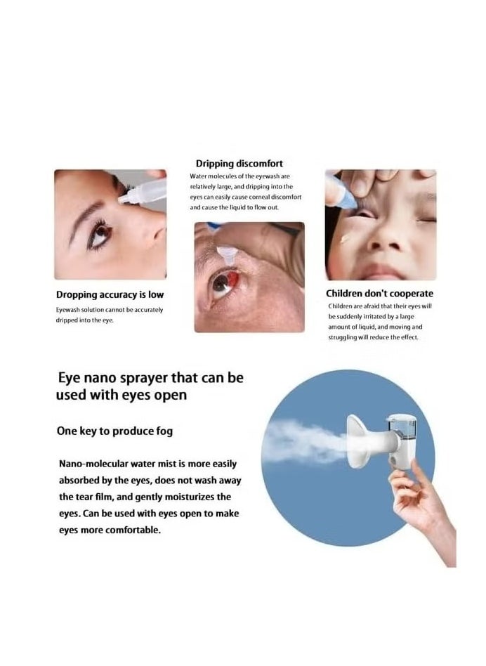 Generic 3-in-1 Portable Nano Nebulizer & Eye Mist Sprayer for Children and Adults/Portable Silent/For the Treatment of Diseases of the Nose, Deep Cleansing, Relieves Dryness & Eye Fatigue  - Image 4