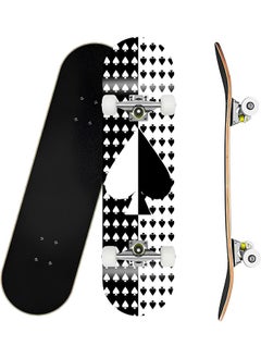 Arabest Skateboard Complete Standard Skateboard Beginner Children Teenagers Adults Boys Girls with PU Wheels Skateboard 7-layer Maple Double Kick Concave Skateboard 80 * 20 cm  - Image 1