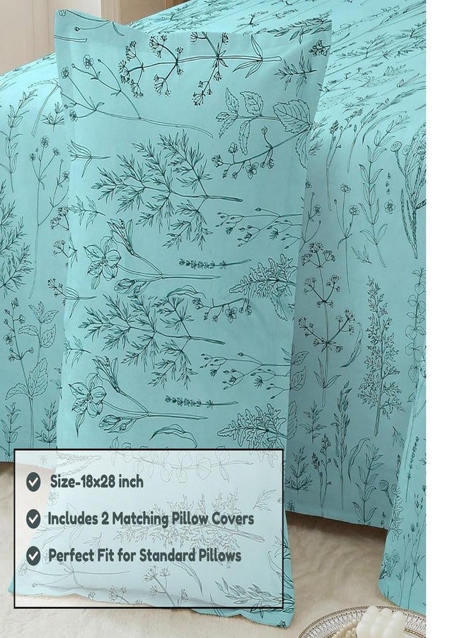 RD TREND® Premium Cloud Cotton Bedsheet for Super King Size Bed (100x108 Inch) with 2 Pillow Covers 18x28 Inch Floral Digital Printed Design | (Polished Aqua - Image 4
