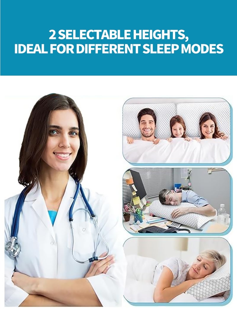 Memory Foam Neck and Neck Pillow for Sleeping |Ergonomic Orthopedic Medical Pillow for Neck Support, Shoulder and Pain Relief |Medicinal Pillow for Side, Back and Tummy Sleepers - White - Image 5