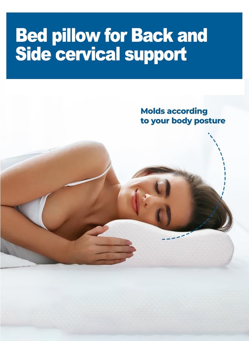 Memory Foam Neck and Neck Pillow for Sleeping |Ergonomic Orthopedic Medical Pillow for Neck Support, Shoulder and Pain Relief |Medicinal Pillow for Side, Back and Tummy Sleepers - White - Image 2