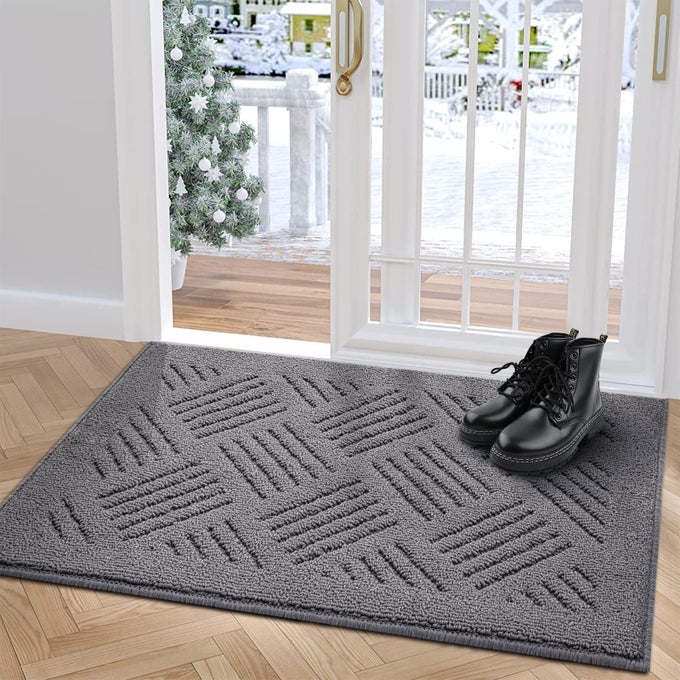 DOOR MAT INDOOR DOORMATFRONT BACK DOOR MATS NON SLIP ENTRANCE RUGS RUBBER BACKINGINSIDE DOORMATS FOR ENTRYWAY LOWPROFILE ABSORBENT RESIST DIRT FLOOR MATS WASHABLE20X32GREY