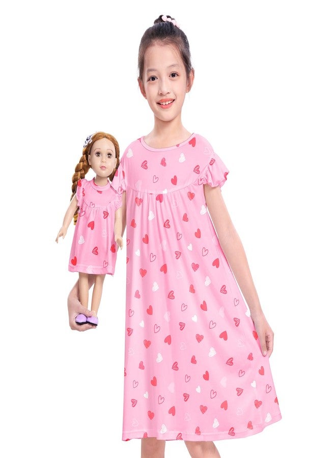 ICOSY Matching Doll & Girls Nightgowns Clothes Girls Pajamas Sleepwear Outfit for Kids and 18" Girl Doll - Image 1