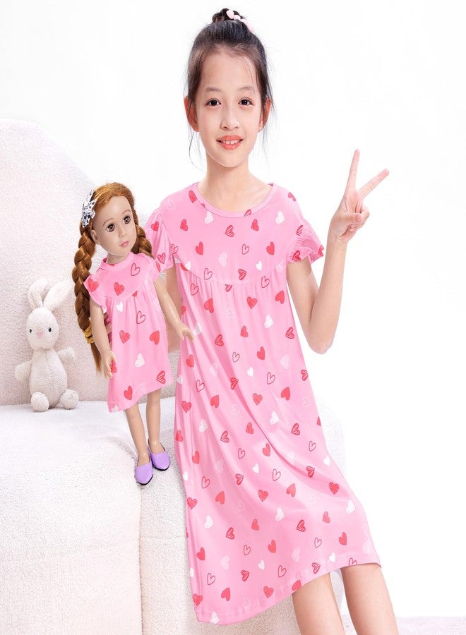 ICOSY Matching Doll & Girls Nightgowns Clothes Girls Pajamas Sleepwear Outfit for Kids and 18" Girl Doll - Image 2