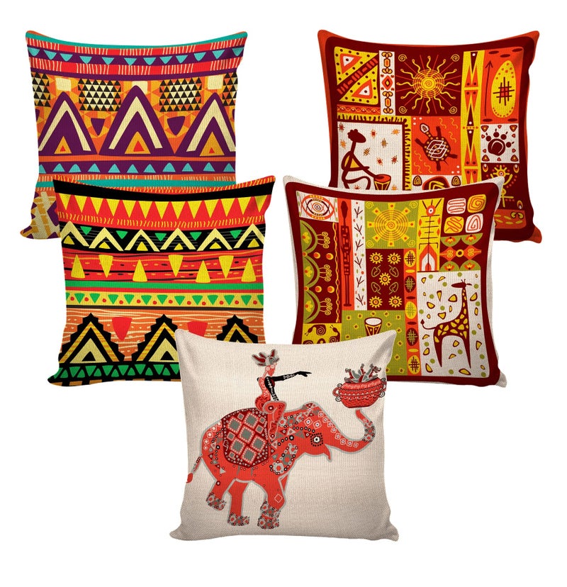 AEROHAVEN™ Set of 5 Decorative Hand Made Jute Throw/Pillow Cushion Covers - CC-147 (20 inch x 20 inch) - Image 2