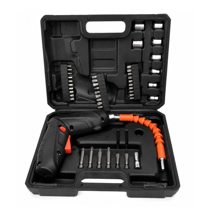 Cordless Electric Screwdriver Set with Flexible Extension Shaft, Screwdriver Bits, Socket Set and Storage Case - Image 1