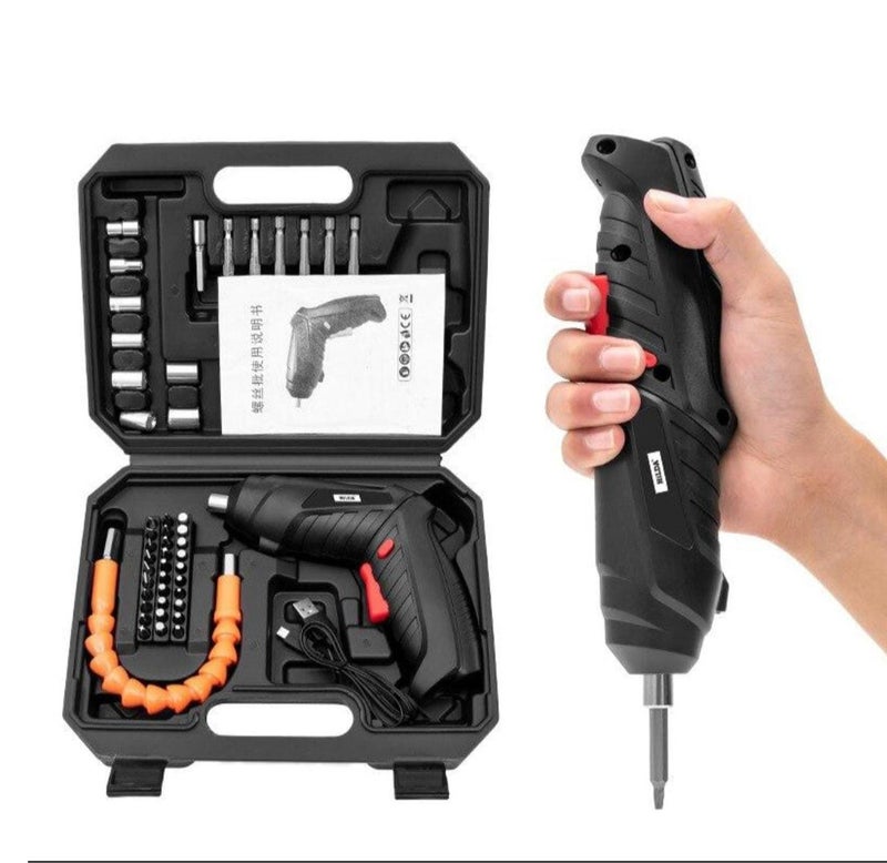 Cordless Electric Screwdriver Set with Flexible Extension Shaft, Screwdriver Bits, Socket Set and Storage Case - Image 2