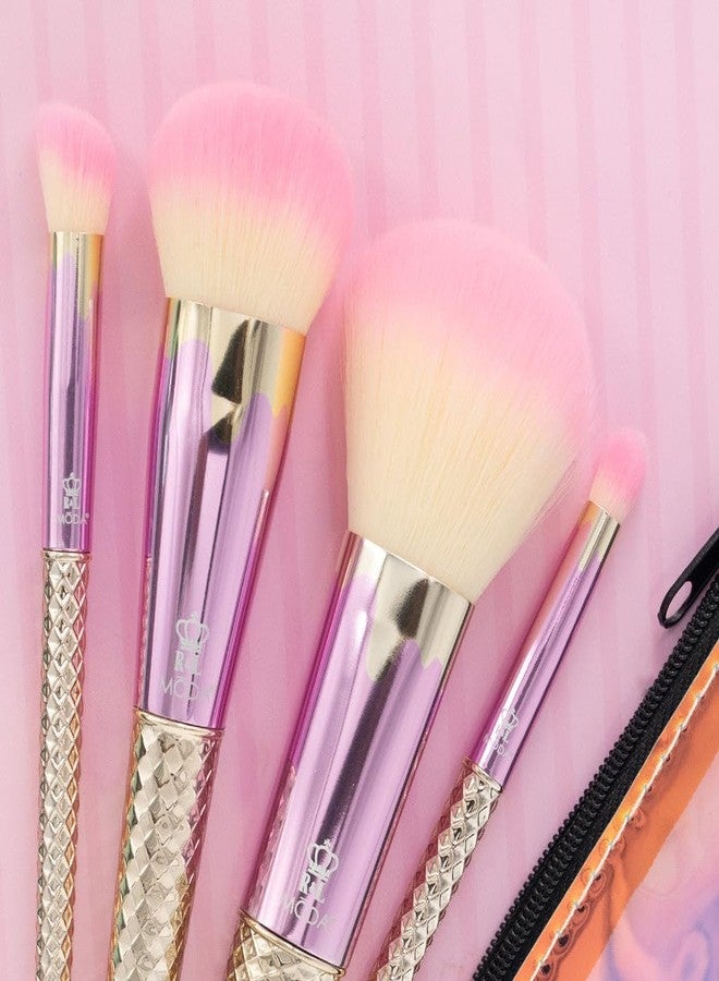 MODA Strawberry Vanilla Ice Cream 5pc Makeup Brush Kit - Soft Vegan Brushes for Face & Eyes with Sweet-Inspired Design - Image 3