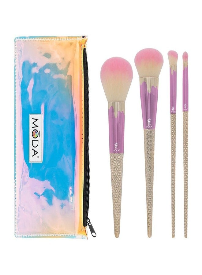 MODA Strawberry Vanilla Ice Cream 5pc Makeup Brush Kit - Soft Vegan Brushes for Face & Eyes with Sweet-Inspired Design - Image 1