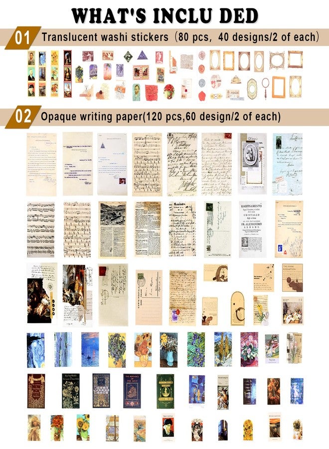 Draupnir 200pcs Vintage Junk Journal Supplies,Scrapbook Supplies Scrapbooking Paper and Stickers Ephemera for Art Aesthetic Journaling Kit Collage(Art) - Image 2
