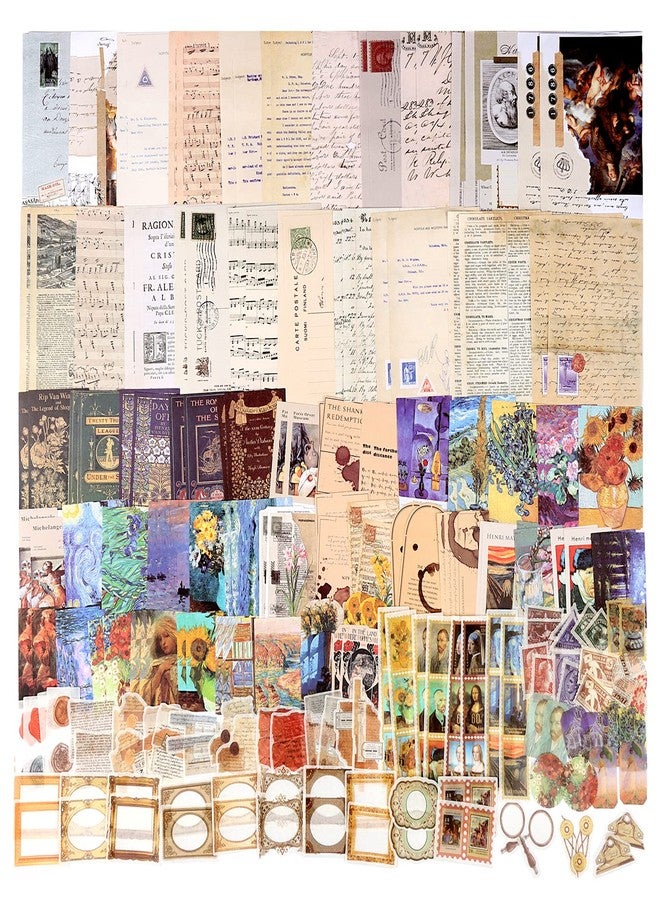 Draupnir 200pcs Vintage Junk Journal Supplies,Scrapbook Supplies Scrapbooking Paper and Stickers Ephemera for Art Aesthetic Journaling Kit Collage(Art) - Image 1
