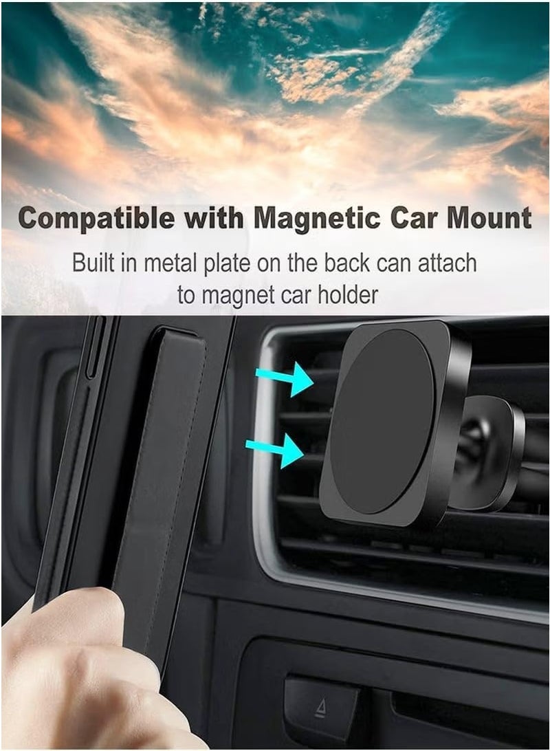 Muzz Oppo Reno13 Pro Back Stand Case Magnetic Car Holder Soft Silicone Horizontal & Vertical Kickstand Cover Wrist Strap Full protection Anti Fingerprint Case Reno 13 Pro Black - Image 4