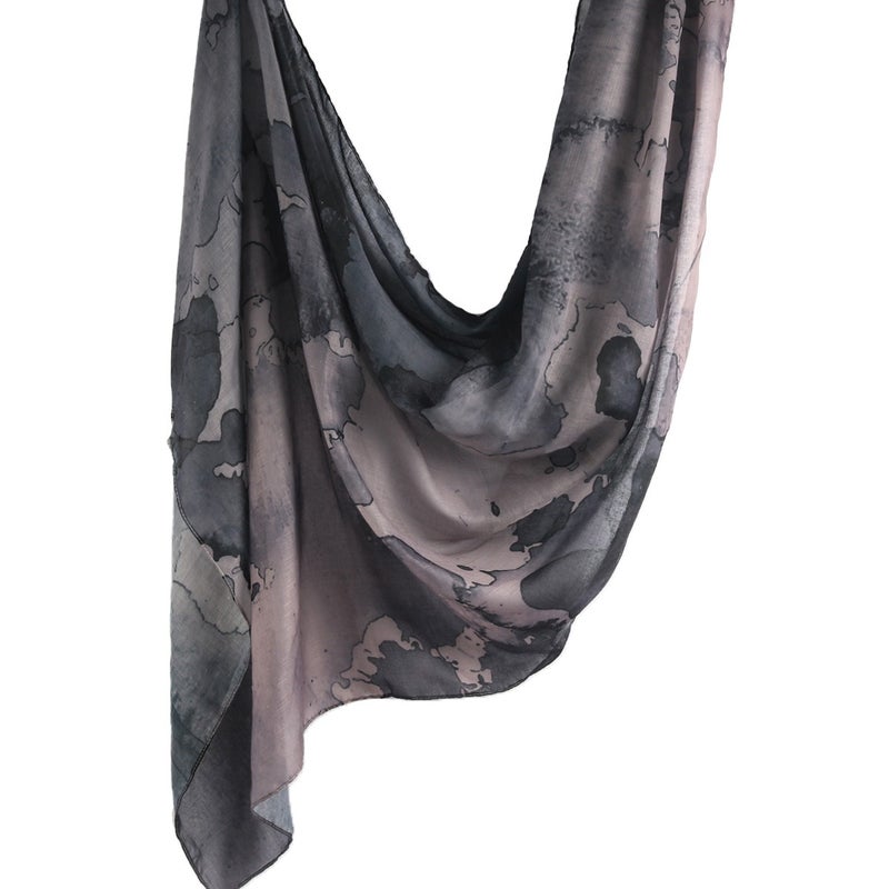 Best-Selling Watercolor Tie-Dye Cotton Scarf - Satin Polyester Long Wrap, Turkish Headscarf