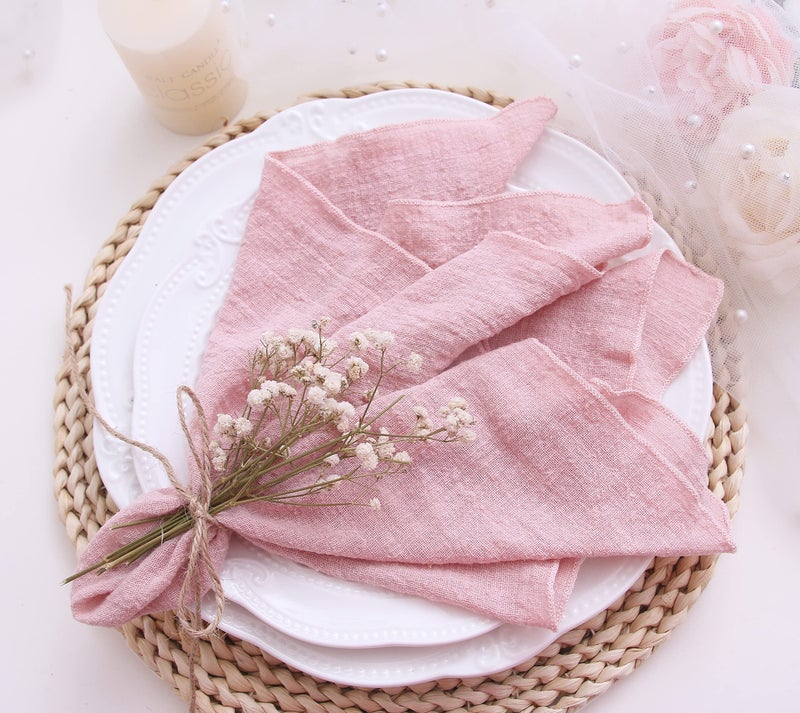 Dinner Cloth Napkins Set of 10Gauze Napkins 100 Natural Soft CottonWashable Fall Cloth Napkins for Weddings Decorative Bridal Shower Family Everyday Use40 40cm 16 16 inchesDusty Pink