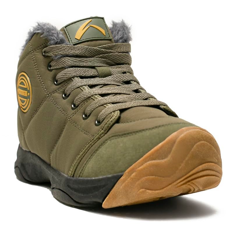 UPSOLO Hombre Botas Mochilero Botines Nieve Tobillo Caminante Trekking Invierno Zapatos Senderismo Antideslizantes Deporte Totalmente Pieles Zapatillas Livianas Caminar(6118 olive drab 39) - Image 4
