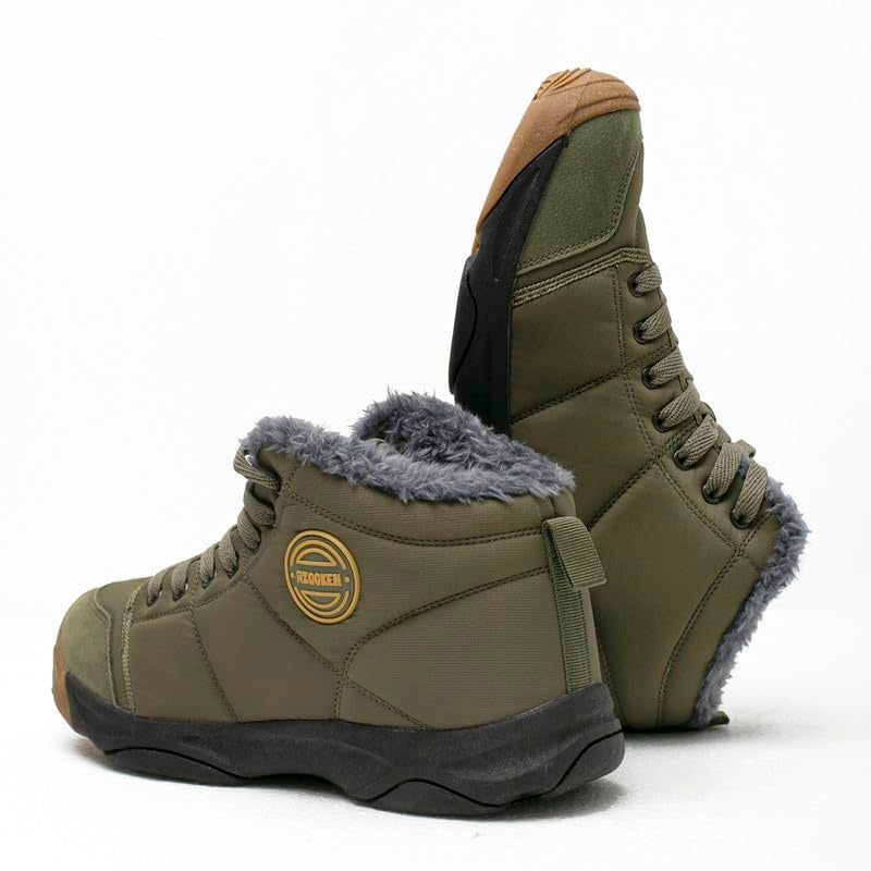 UPSOLO Hombre Botas Mochilero Botines Nieve Tobillo Caminante Trekking Invierno Zapatos Senderismo Antideslizantes Deporte Totalmente Pieles Zapatillas Livianas Caminar(6118 olive drab 39) - Image 5
