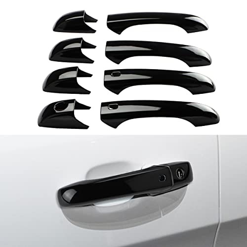 DLOVEG Car Exterior Door Handle Cover Compatible for Grand Cherokee 20112021 Accessories 20112022 Durango Black Door Handle Protector with Smart Key Holes Glossy Black - Image 1