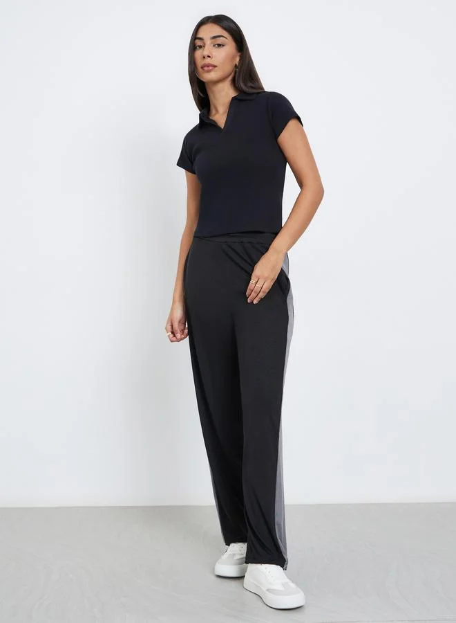 Styli Styli Black Relaxed Fit Joggers with Side Striped