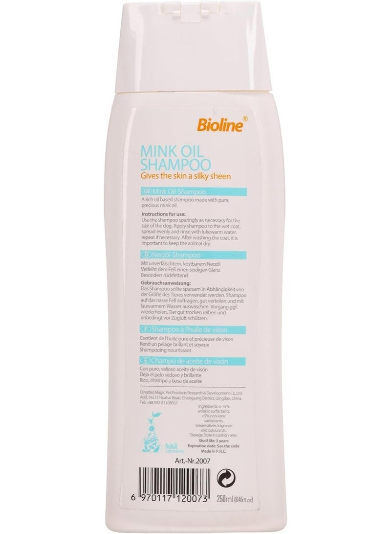Bioline Mink Oil Shampoo for Dogs 250ml,Itching Antibacterial Natural Mink Oil Dog Shampoo, White Orange - Image 2
